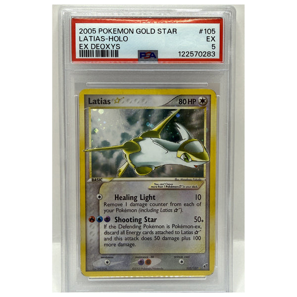 2005 Pokémon Ex Deoxys Gold Star Holo Latias 105/107 PSA 5 EXCELLENT — front