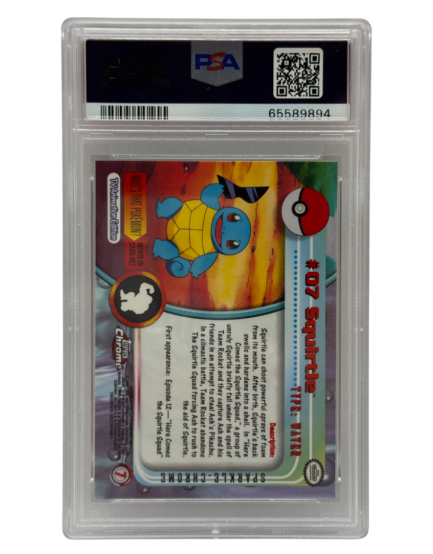 Trading card in a protective case with a visible PSA logo