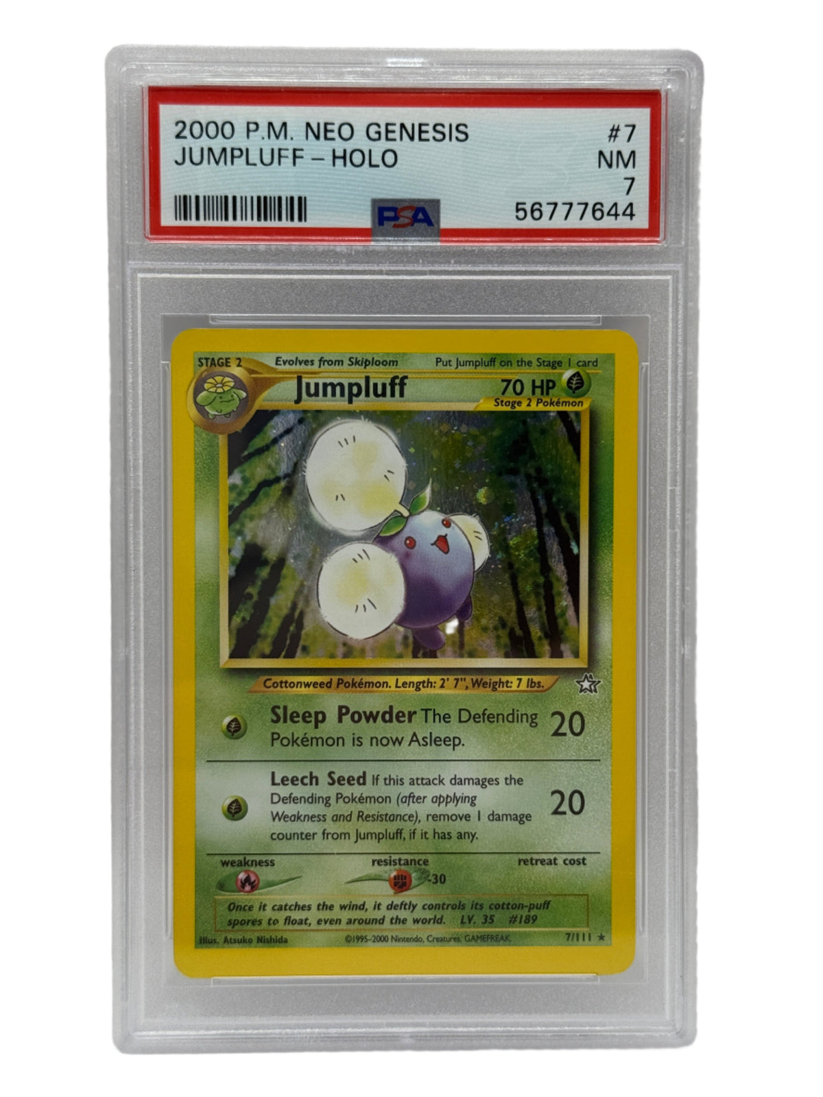 2000 Pokémon Neo Genesis Jumpluff Holo 7/111 PSA 7 NEAR MINT