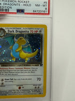 2000 Pokémon Rocket 1st Edition Dark Dragonite Holo (Swirl) 5/82 PSA 8 NEAR MINT - MINT - Image 3