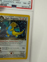 2000 Pokémon Rocket 1st Edition Dark Dragonite Holo (Swirl) 5/82 PSA 8 NEAR MINT - MINT - Image 4