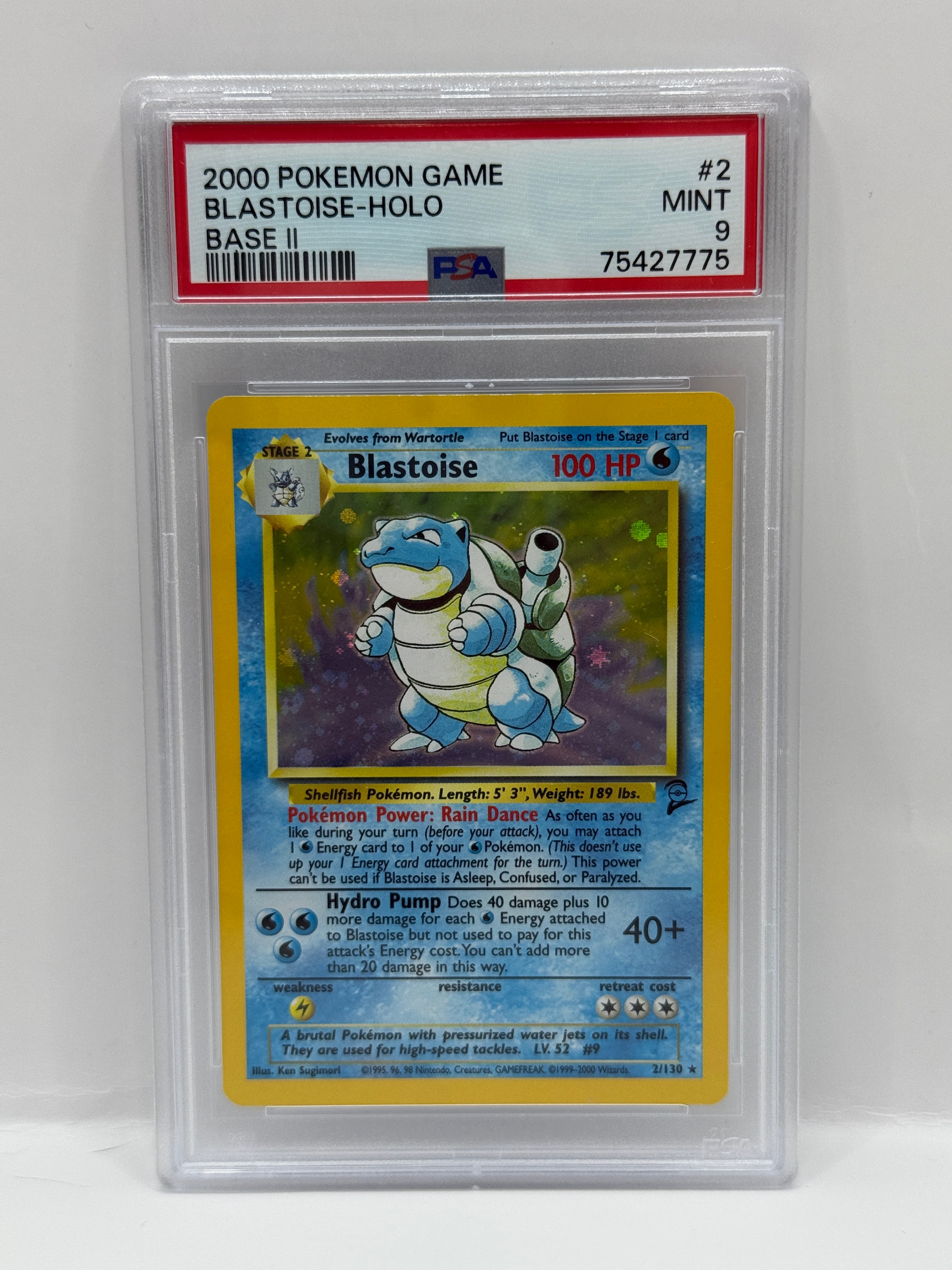 2000 Pokémon Base Set II Blastoise Holo 2/130 PSA 9 MINT