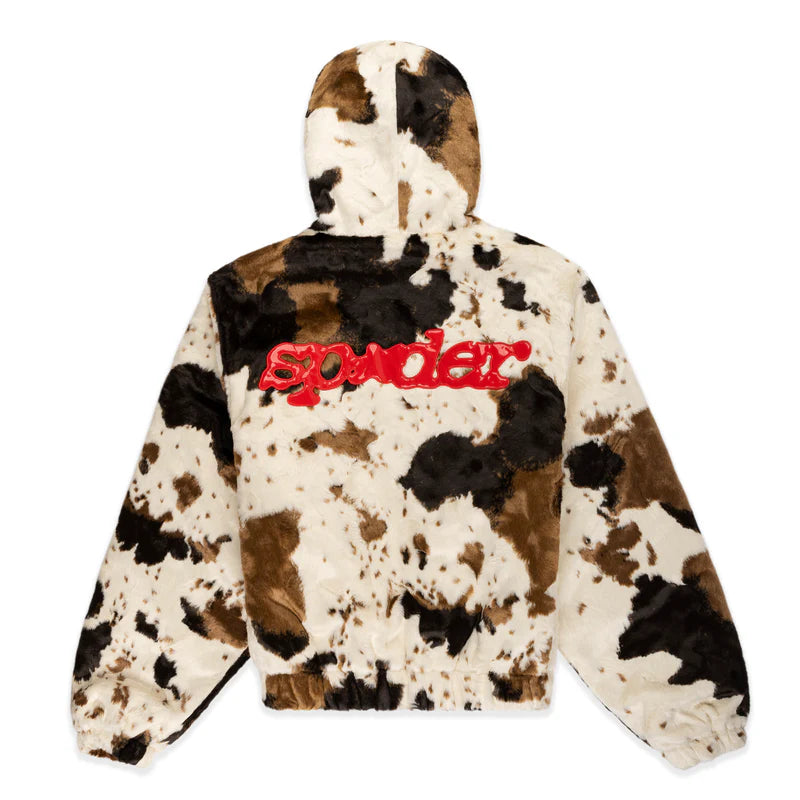 Sp5der Faux Fur Jacket Cow Print