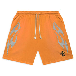 Hellstar Studios Shorts arancione con motivo a fiamma