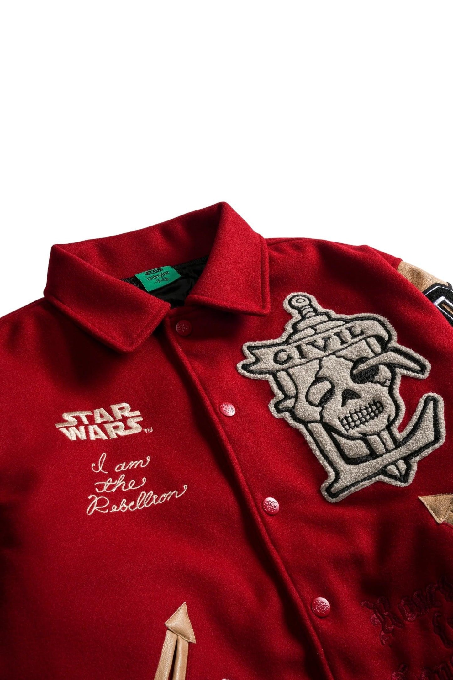 Star Wars x Civil Regime Rebellion Letterman Jacket Deep Red & Sand