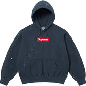 Supreme MM6 Maison Margiela Box Logo Zip Up Hooded Sweatshirt Navy - IN HAND