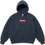 Supreme MM6 Maison Margiela Box Logo Zip Up Hooded Sweatshirt Navy - Image 1