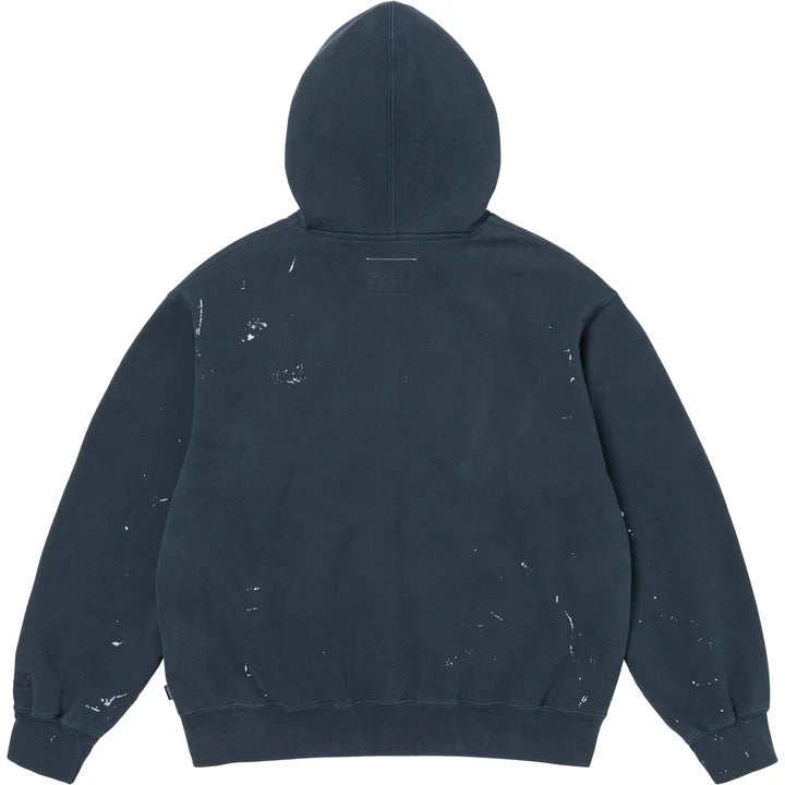 Supreme MM6 Maison Margiela Box Logo Zip Up Hooded Sweatshirt Navy - IN HAND