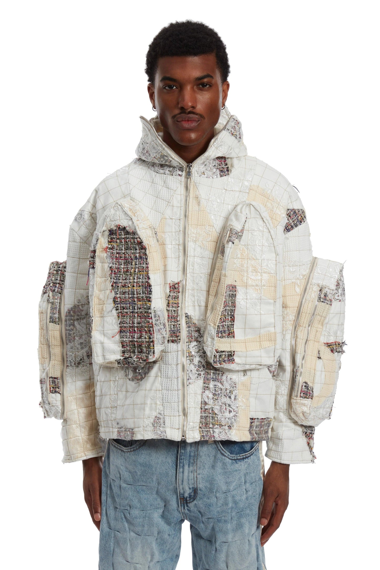 Who Decides War Tweed Patchwork Window Coat