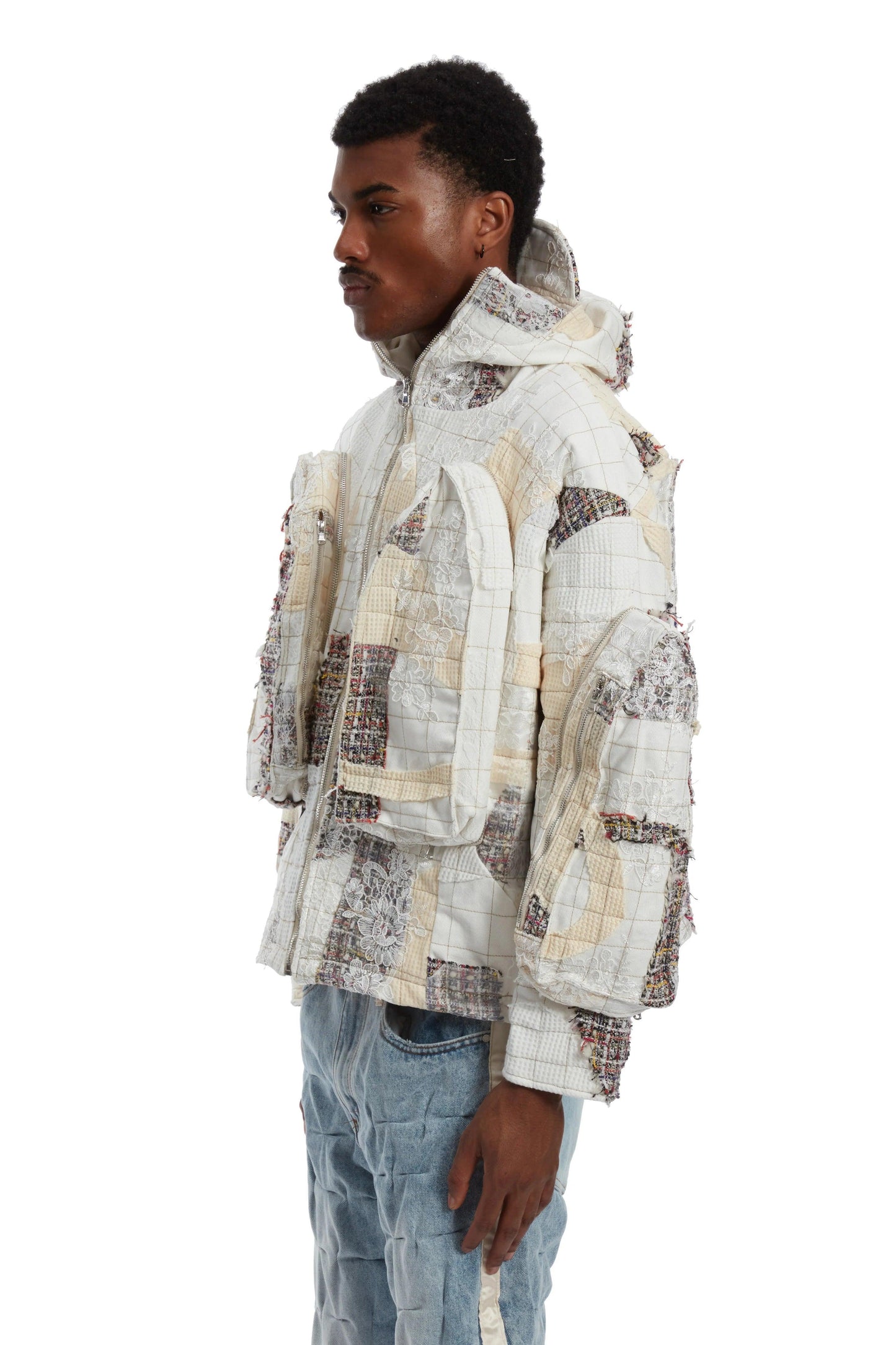 Who Decides War Tweed Patchwork Window Coat