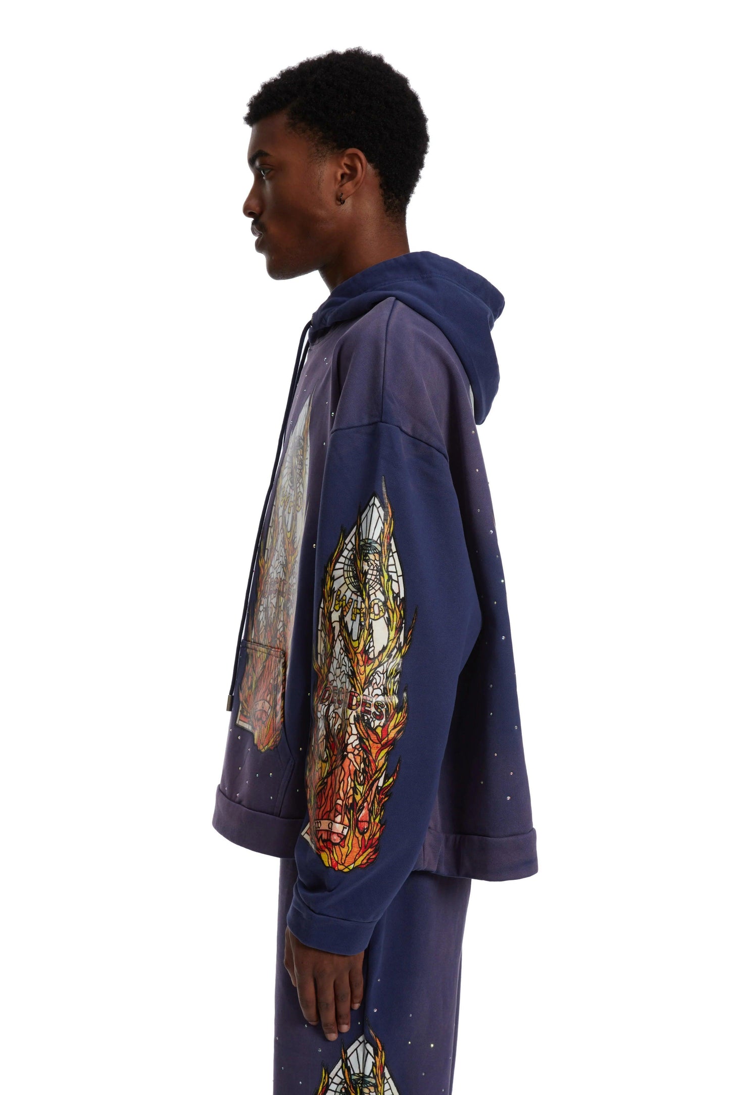 Who Decides War Flame Glass Hooded Sweatshirt Blue