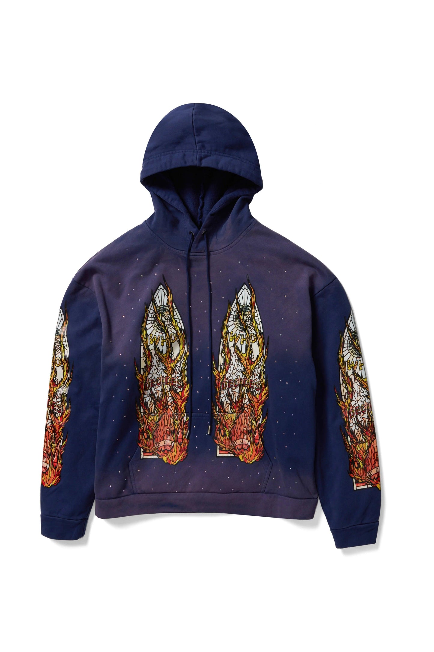 Who Decides War Flame Glass Hooded Sweatshirt Blue