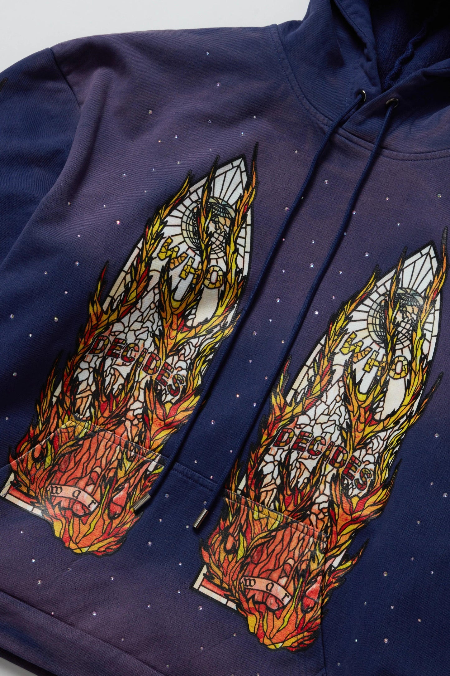 Who Decides War Flame Glass Hooded Sweatshirt Blue