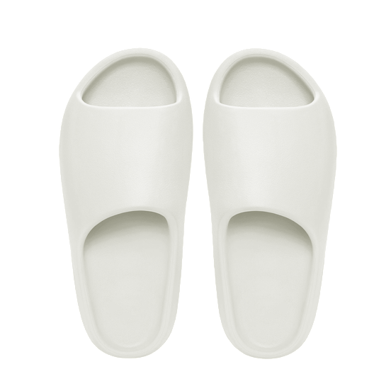 Pair of white slippers on a white background
