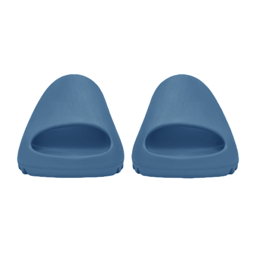 Pair of blue slippers on a white background