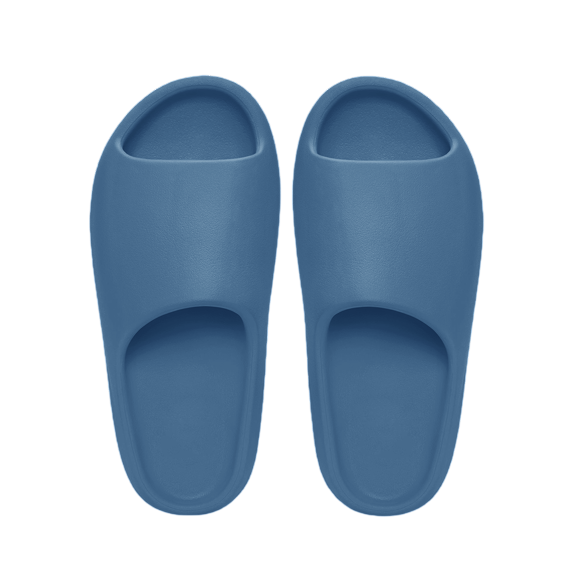Pair of blue slippers on a white background