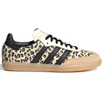 Leopard print sneaker with black stripes on a white background - Image 1