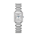 Cartier Tank Française Uhr, Kleines Modell, Quarzwerk, Stahl und Diamanten