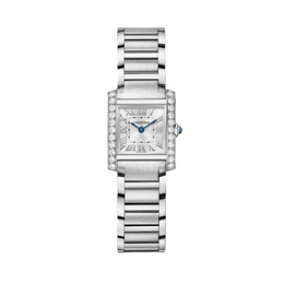 Cartier Tank Française Uhr, Kleines Modell, Quarzwerk, Stahl und Diamanten