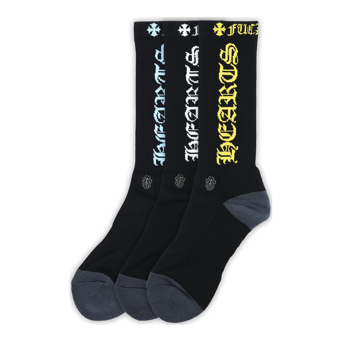 Chrome Hearts 3 Pack CH Logo Socks Black - Supra Sneakers