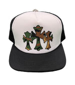 Chrome Hearts King Taco Camo Cross Trucker Hat Black / White - Supra Sneakers - Image 1