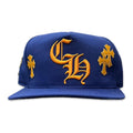 Chrome Hearts Leather Patches Snapback Hat Blue / Yellow
