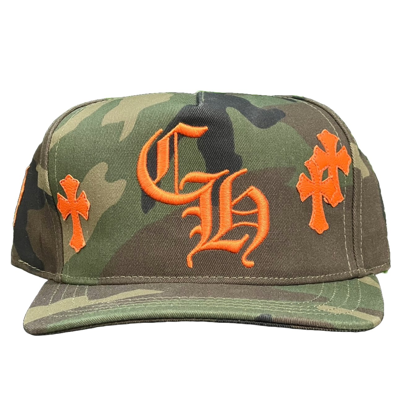 Chrome Hearts Leather Patches Snapback Hat Camo / Orange - Supra Sneakers