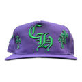Chrome Hearts Leather Patches Snapback Hat Purple / Green