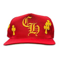 Chrome Hearts Casquette Snapback avec patchs en cuir Rouge / Jaune