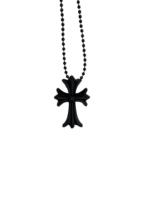 Chrome Hearts Silichrome Cross Necklace Black - Sneakersbe Sneakers Sale Online