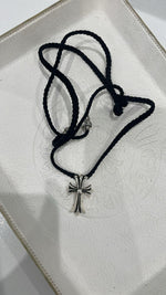 Chrome Hearts Silver Cross Pendant w/ Black Rope Chain - Supra Sneakers - Image 5