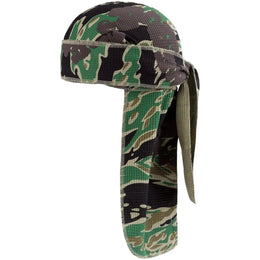 Denim Tears Durag con Camuffaggio Tigre Verde e Design a Ghirlanda di Cotone