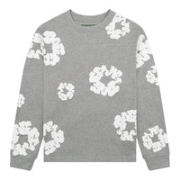 Denim Tears Langarm-Tee mit Baumwollkranz-Print Grau
