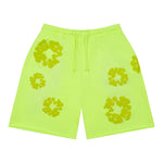 Denim Tears Mono Cotton Wreath Sweat Shorts Neon Green - Image 1