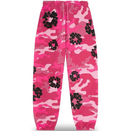 Denim Tears Pantaloni della tuta in felpa con ghirlanda di cotone e stampa mimetica rosa