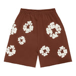 Denim Tears The Cotton Wreath Sweat Shorts Brown - Supra Sneakers - Image 2