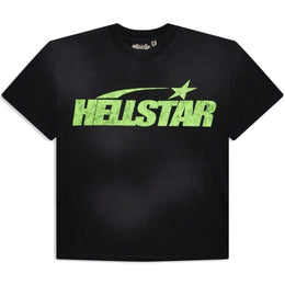 Hellstar Studios T-shirt Classica con Stampa Crepata Nero e Verde