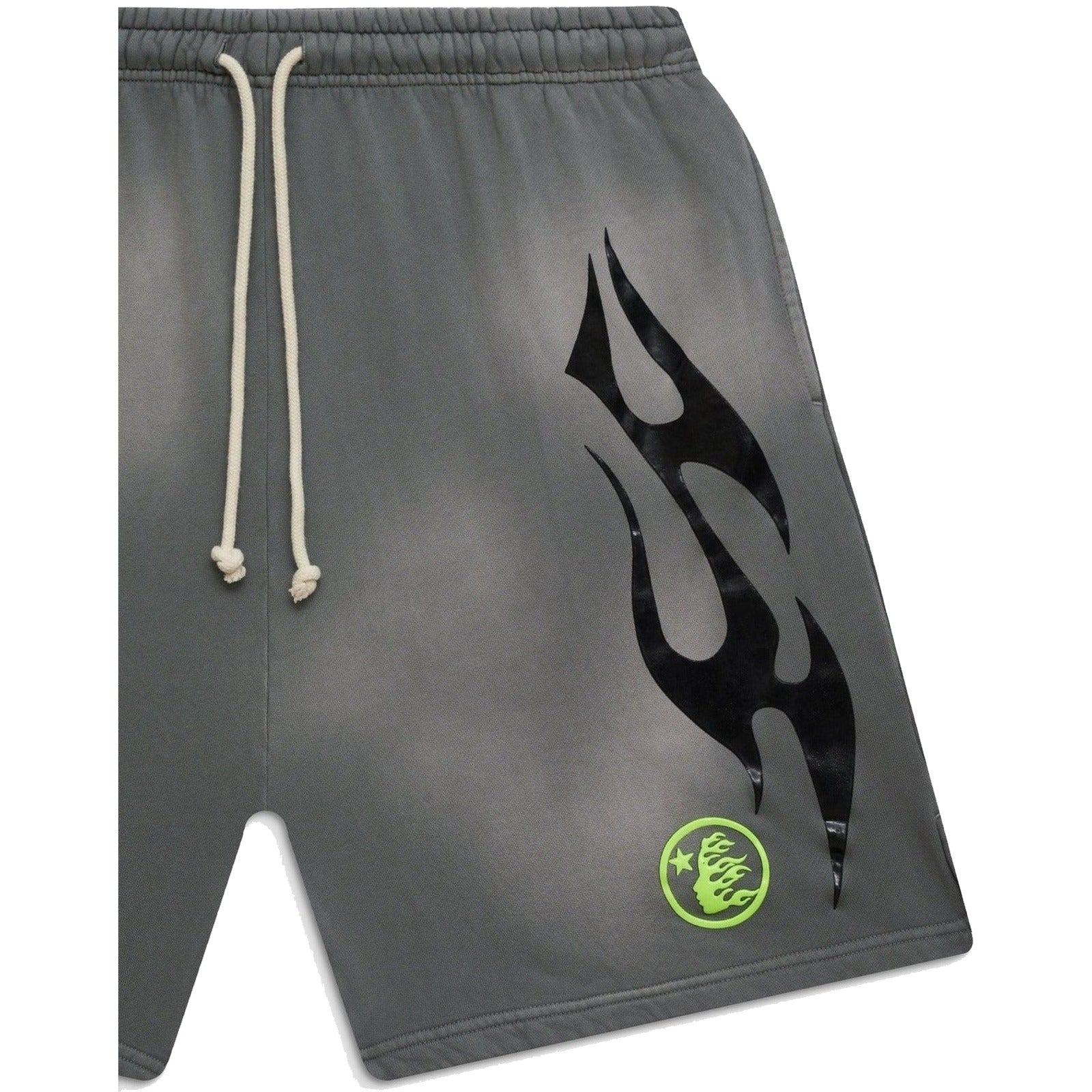 Hellstar Studios Flame Shorts Grey & Green | Authentic at Supra