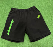 Psychworld Black Canvas Shorts Lime Green Logo, Shorts - Supra Sneakers