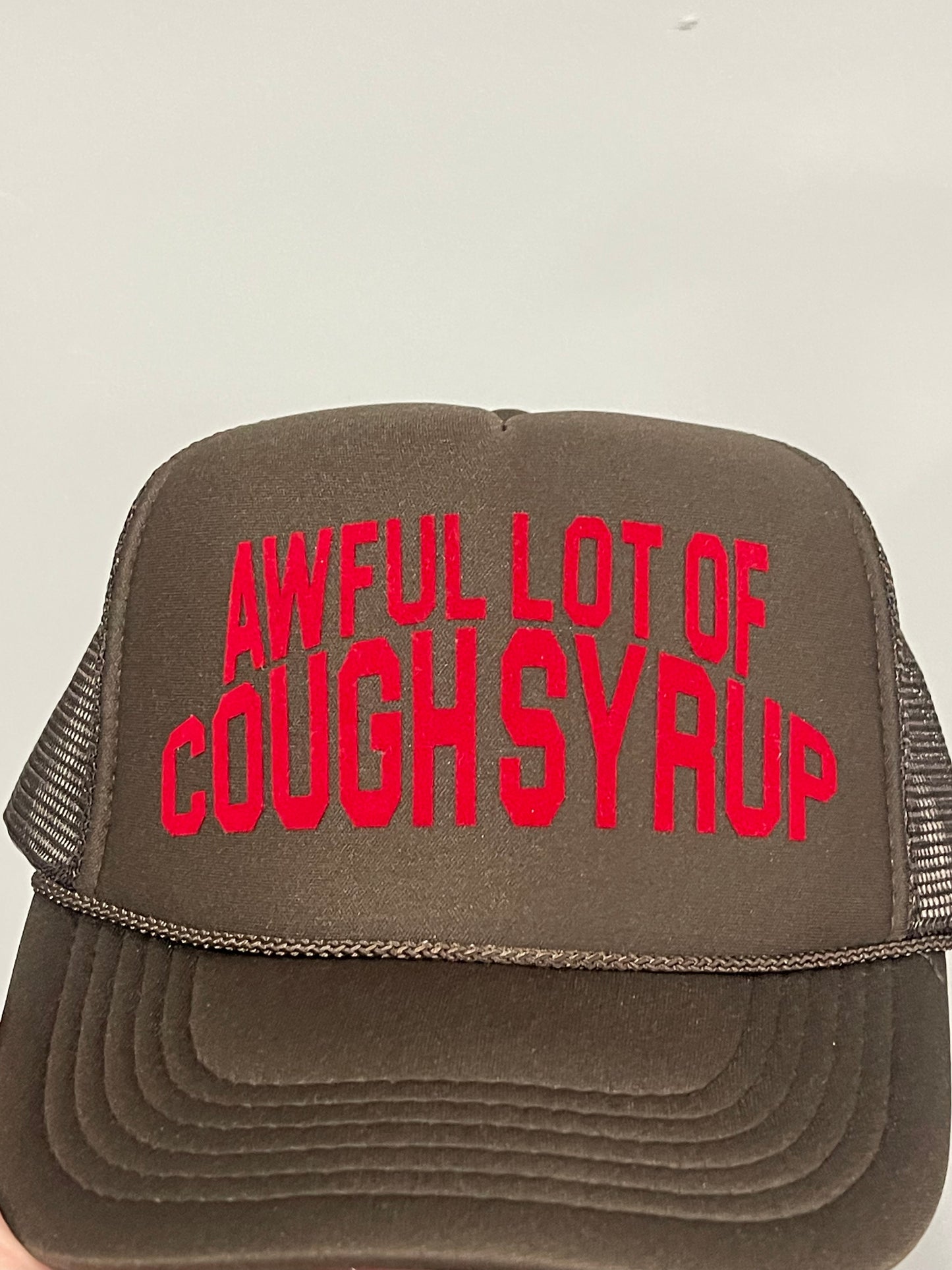 That's A Awful Lot Of Cough Syrup Trucker Hat Brown Red, Hat - Supra Sneakers