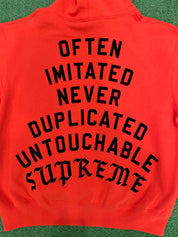 Supreme Team Flocked Hooded Sweatshirt Bright Red, Sweatshirt - Supra Sneakers