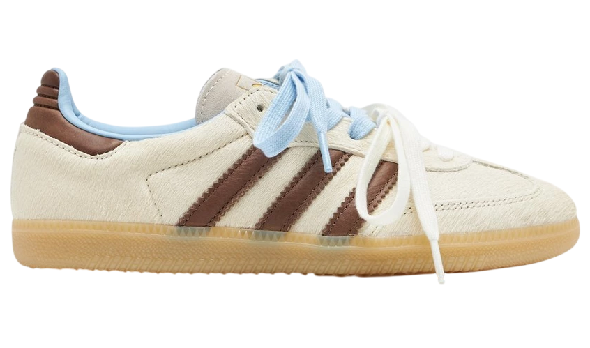 Adidas Samba OG Cream Dark Brown Blue Pony Hair (Women's)