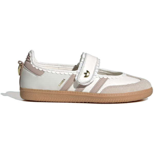 Adidas Samba Jane Ruffle Pack White Pink Gum women's side profile, outside of the shoe