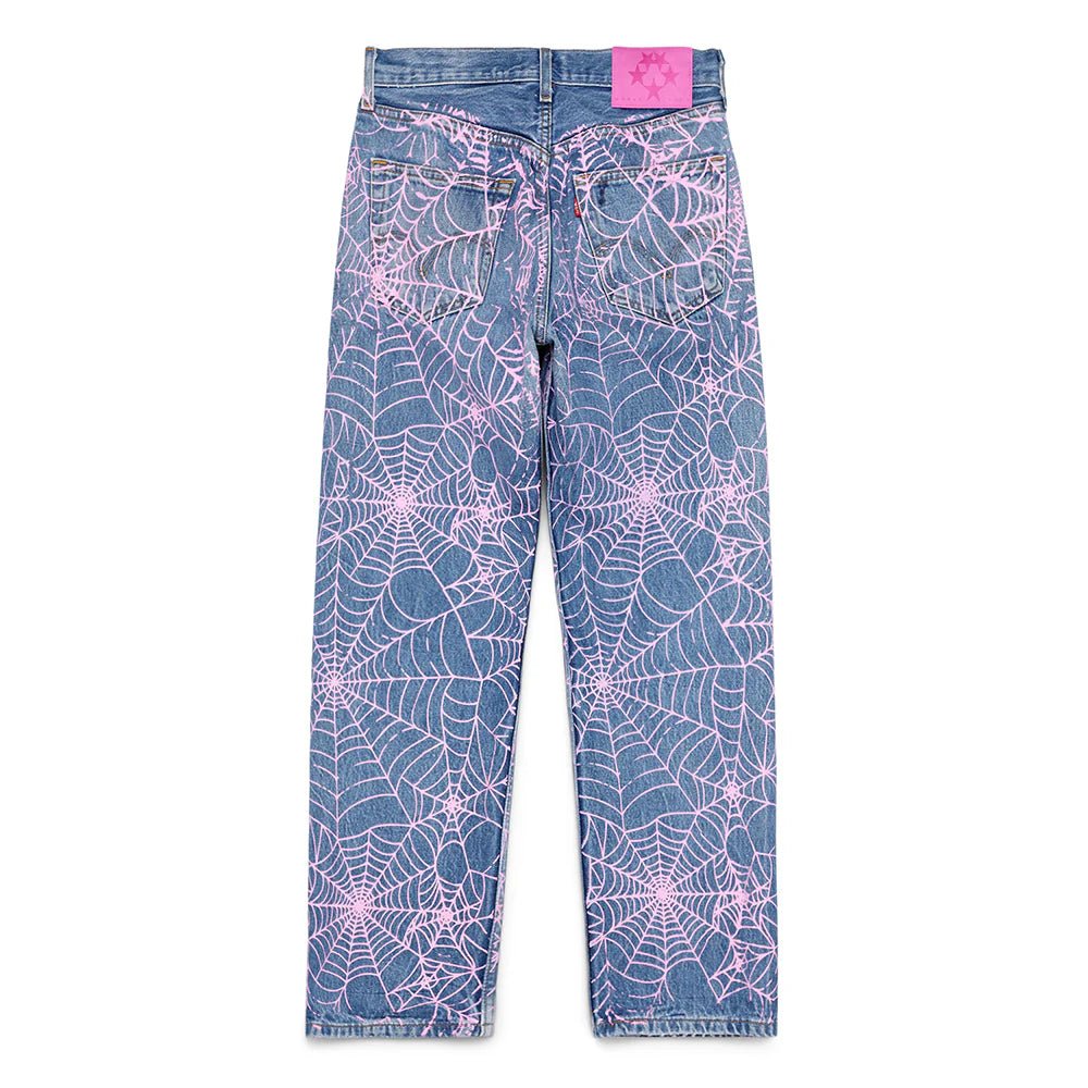 Sp5der AOP Pink Web Vintage 501 Denim Jeans - Supra Sneakers