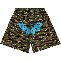 Sp5der OG Web V2 Pantaloncini in Felpa Mimetico Tigre Blu