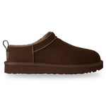 Brown slip-on shoe with fuzzy lining on a white background - Image 1
