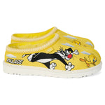 Yellow slippers with cartoon characters and 'Palace' branding on a white background - Image 1