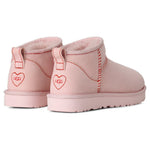 UGG Classic Ultra Mini Love '26 Boot Rosetta (Women's) — pair from behind, heart logo heel - Image 4
