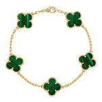 Van Cleef & Arpels Vintage Alhambra bracelet, 5 motifs 18K yellow gold, Malachite - Image 1