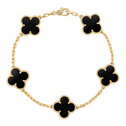 Bracciale Van Cleef & Arpels Vintage Alhambra, 5 motivi in oro giallo 18 carati, Onice